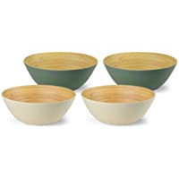 BIZOYG Cuenco Cereal de bambú orgánico 4-Set 2X Marfil 2X Gris Petróleo 16 x 6 cm de Redondo 500 ml I Vajilla ecologica…